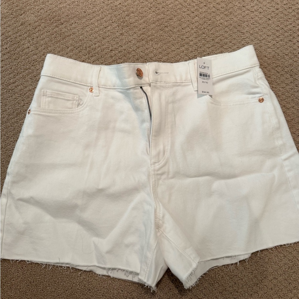 LOFT High Waist White Shorts